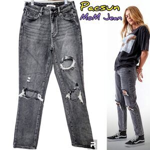 PacSun Faded Black Ripped Mom Jeans